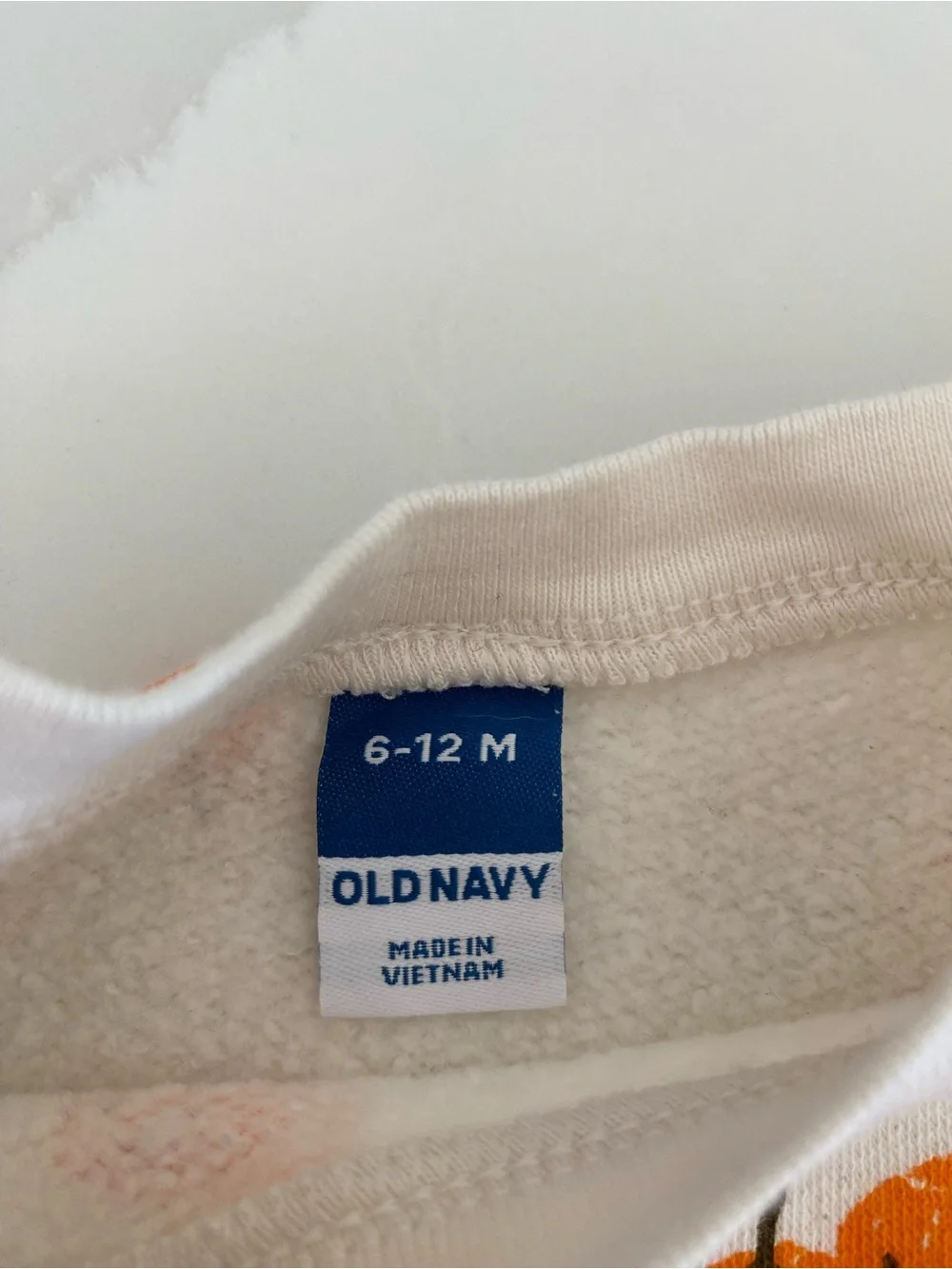Old Navy White Sweatshirt with Orange Pumpkin Print